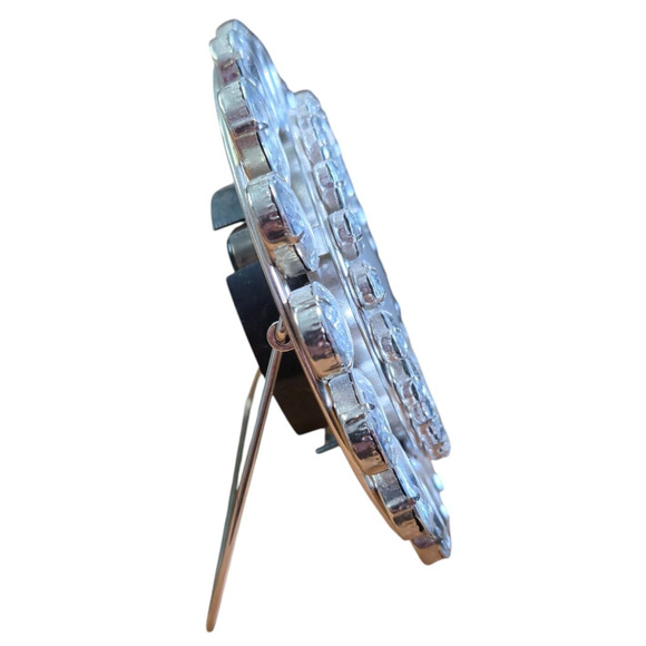 Round Table/Desk Top Clock 5.5" Clear Gem Beads Crystal Diamond Style MCM Posh - Picture 3 of 10